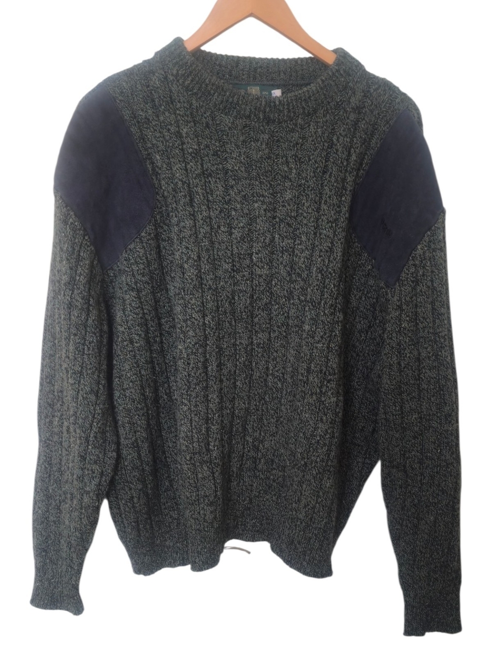 Vintage Orvis Dark Green Wool Blend Hunting Sweater XL Patch Heritage outdoor